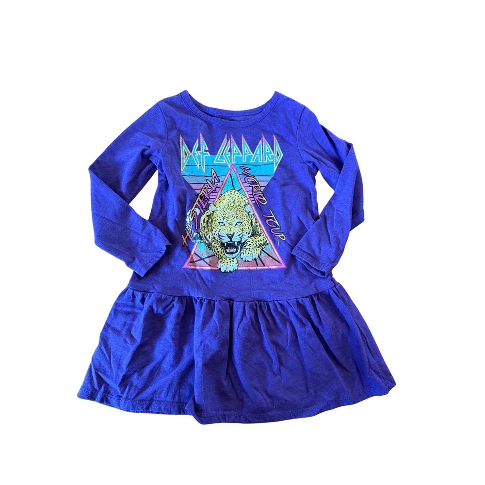 Def Leppard Toddler Girls Print Drop Waist Dress with Long Sleeves‎
